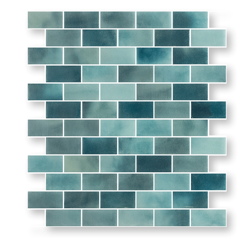 Apolo Green 1x2 Brick Satin tile sample