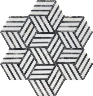 Marble Prism Thassos and Bardiglio tile sample