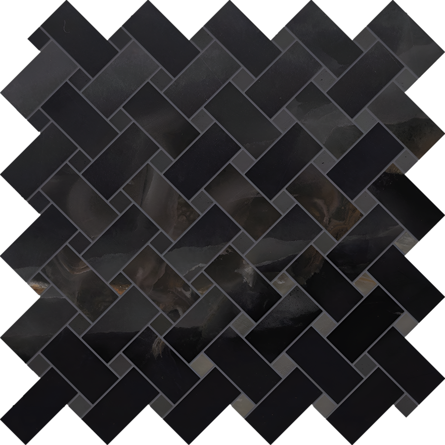 Onyx Black Intrecci Mosaic Polished