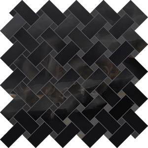 Onyx Black Intrecci Mosaic Polished tile sample