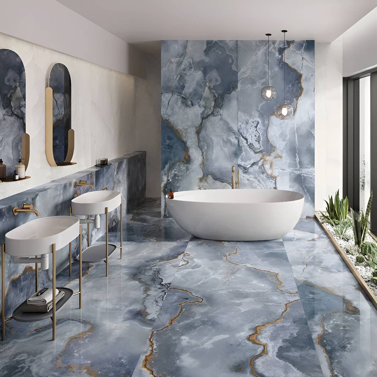 Onyx Blue 12x24 Polished tile sample