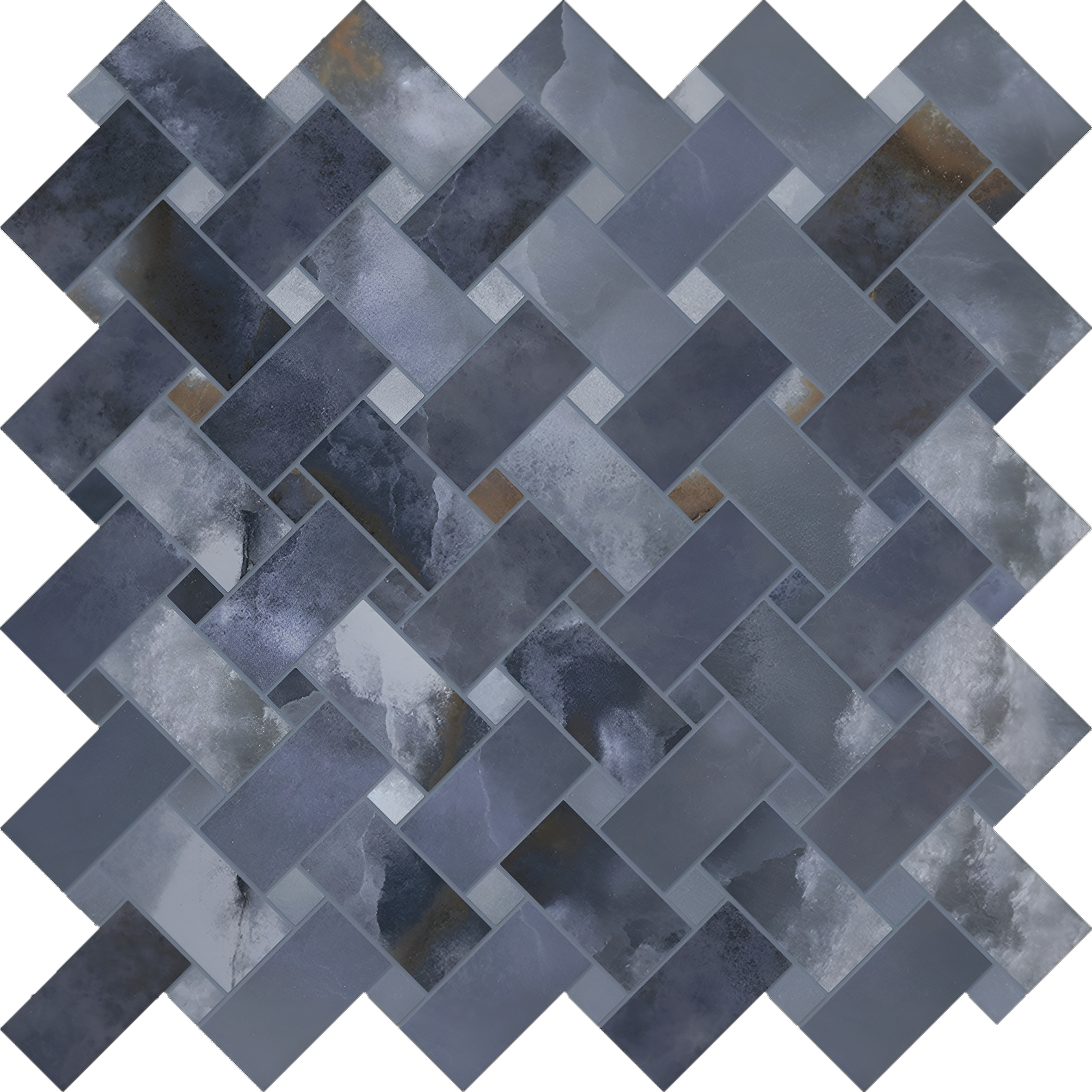 Onyx Blue Basketweave Mosaic Polished