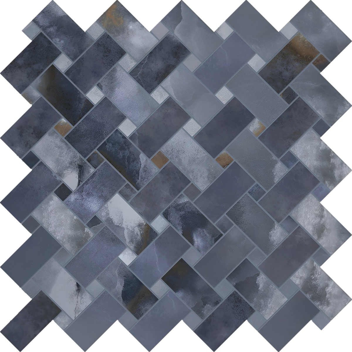 Onyx Blue Basketweave Mosaic Polished tile sample