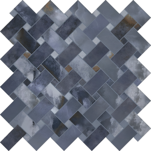 Onyx Blue Basketweave Mosaic Polished tile sample