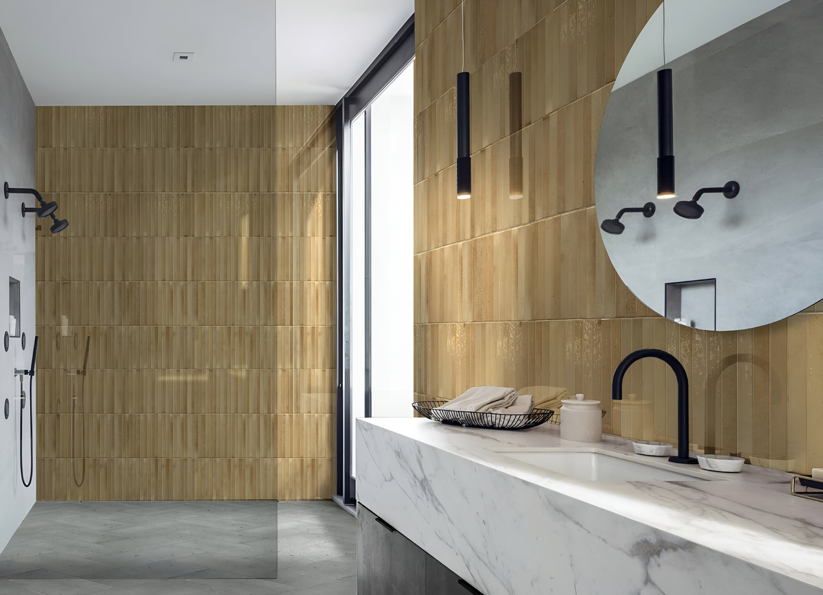 Cozy Curry 3X10 Glossy Porcelain tile sample