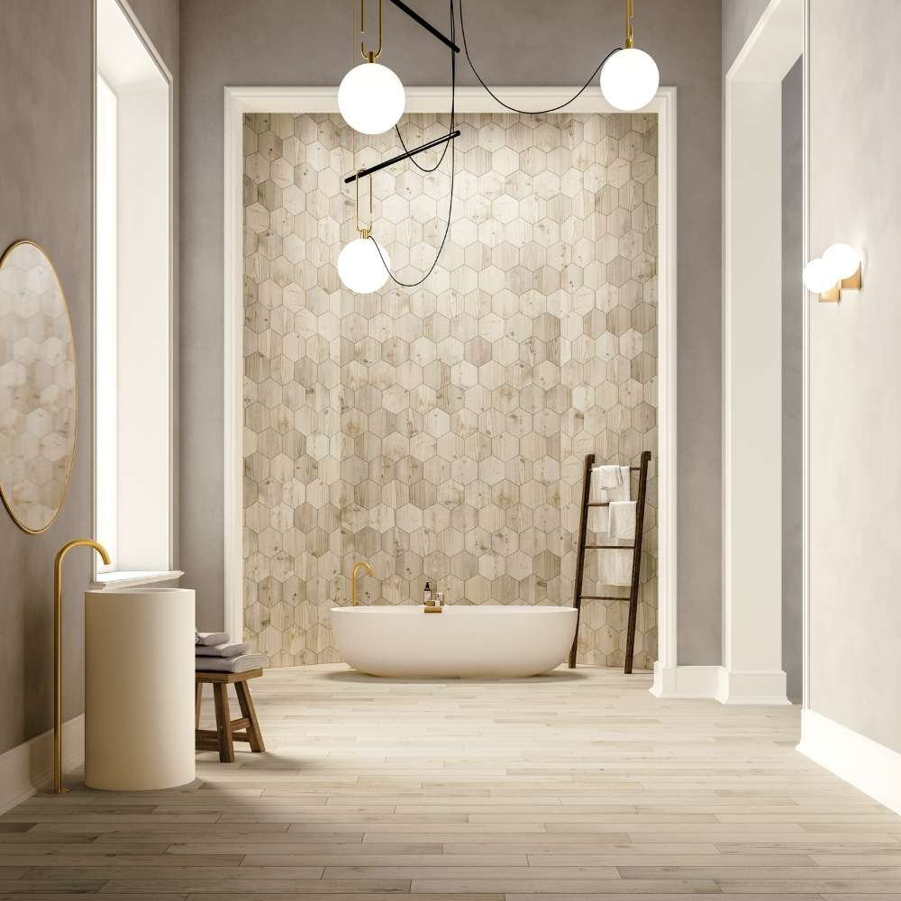 Madera Nogal 8″ Hex Matte Porcelain