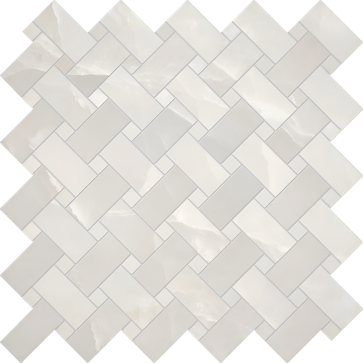 Onyx Ivory Intrecci Mosaic Polished tile sample