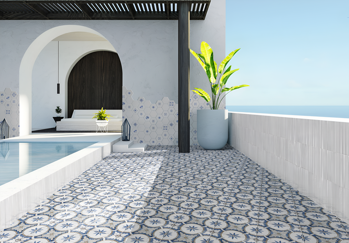 Dolcezza White 5x10  Kitkat Glossy Porcelain tile sample