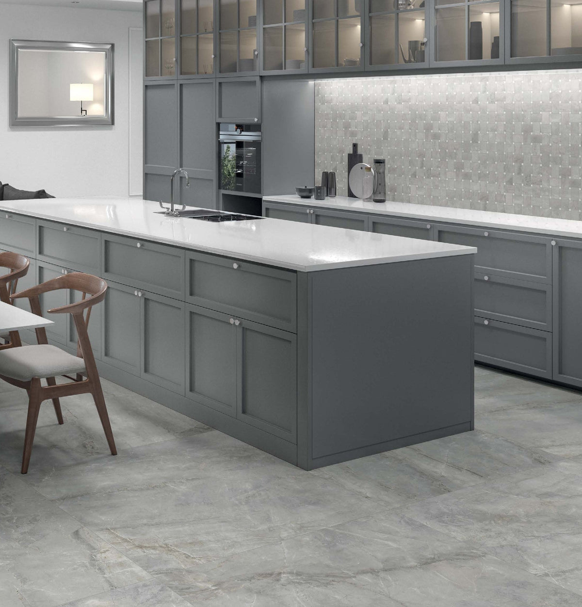Silvia Lt Grey 12X24 Polished tile sample