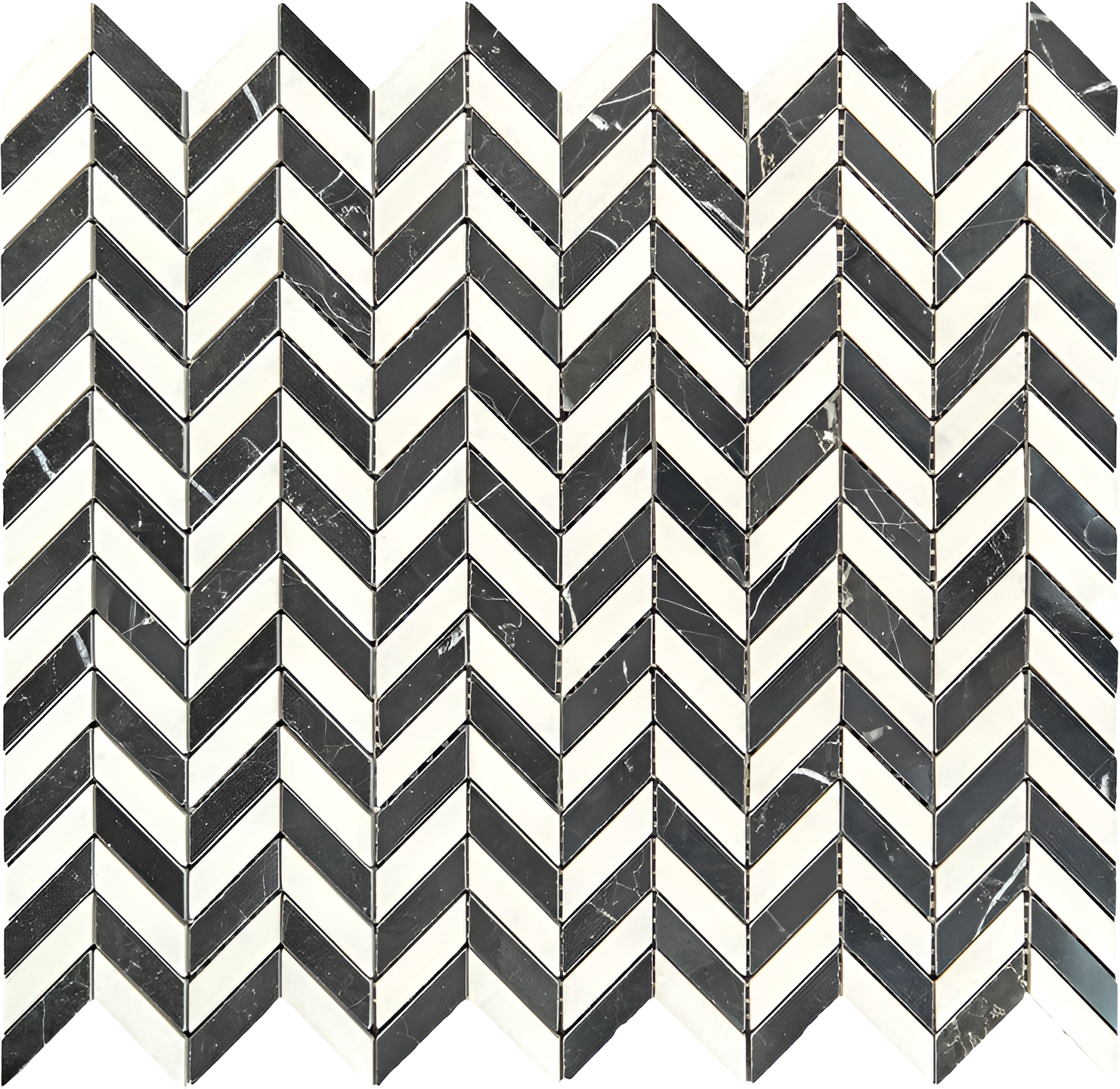 Mini Nero Marquina & Thassos Chevron Mosaic