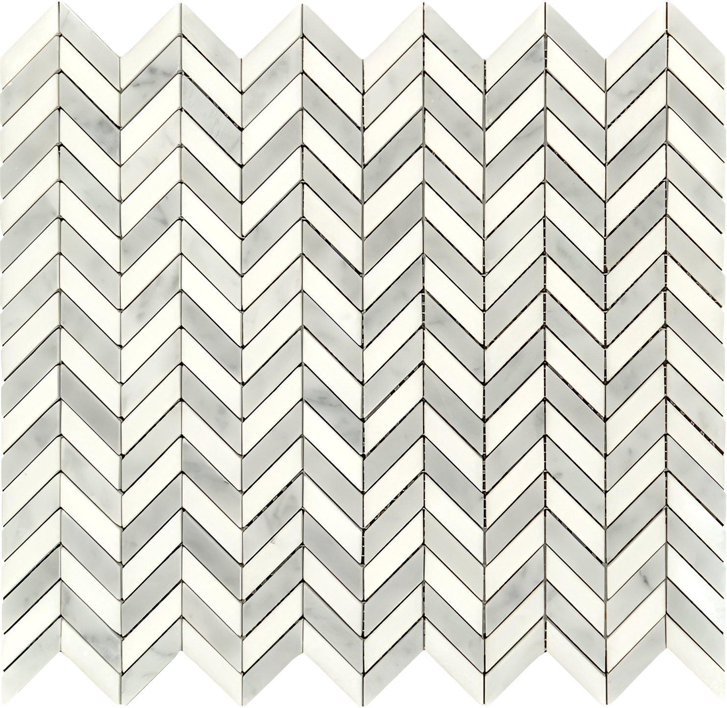 Mini Bianco Carrara & Thassos Chevron Mosaic