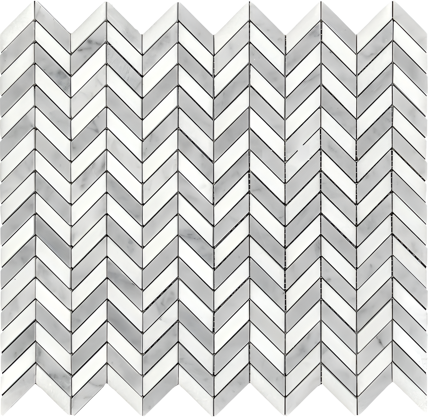 Mini  Bardiglio & Thassos Chevron Mosaic