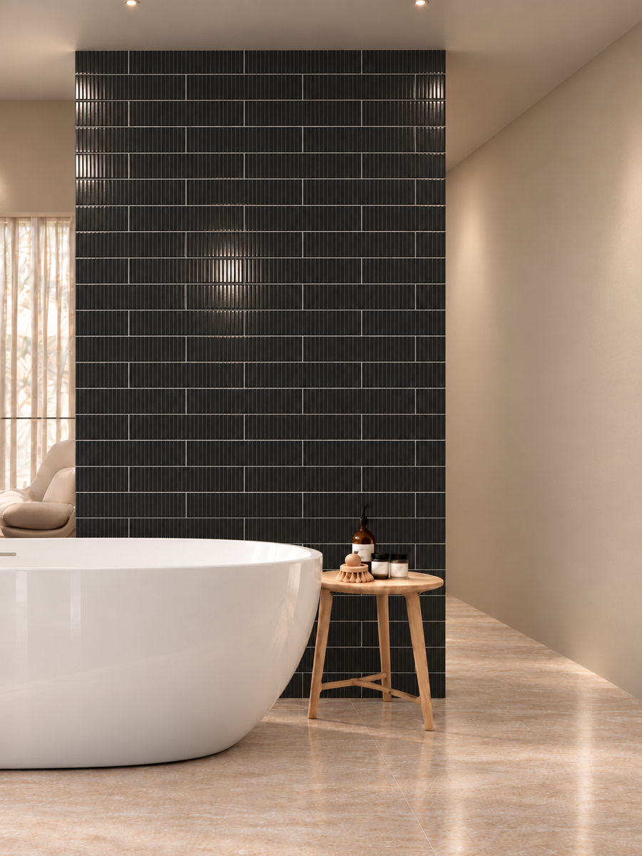 Murano Black 3x12 Ceramic Structured Glossy
