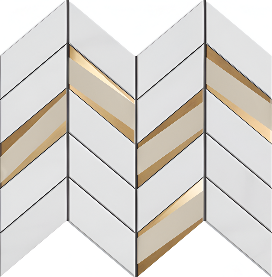 Organic White Chevron Mosaic