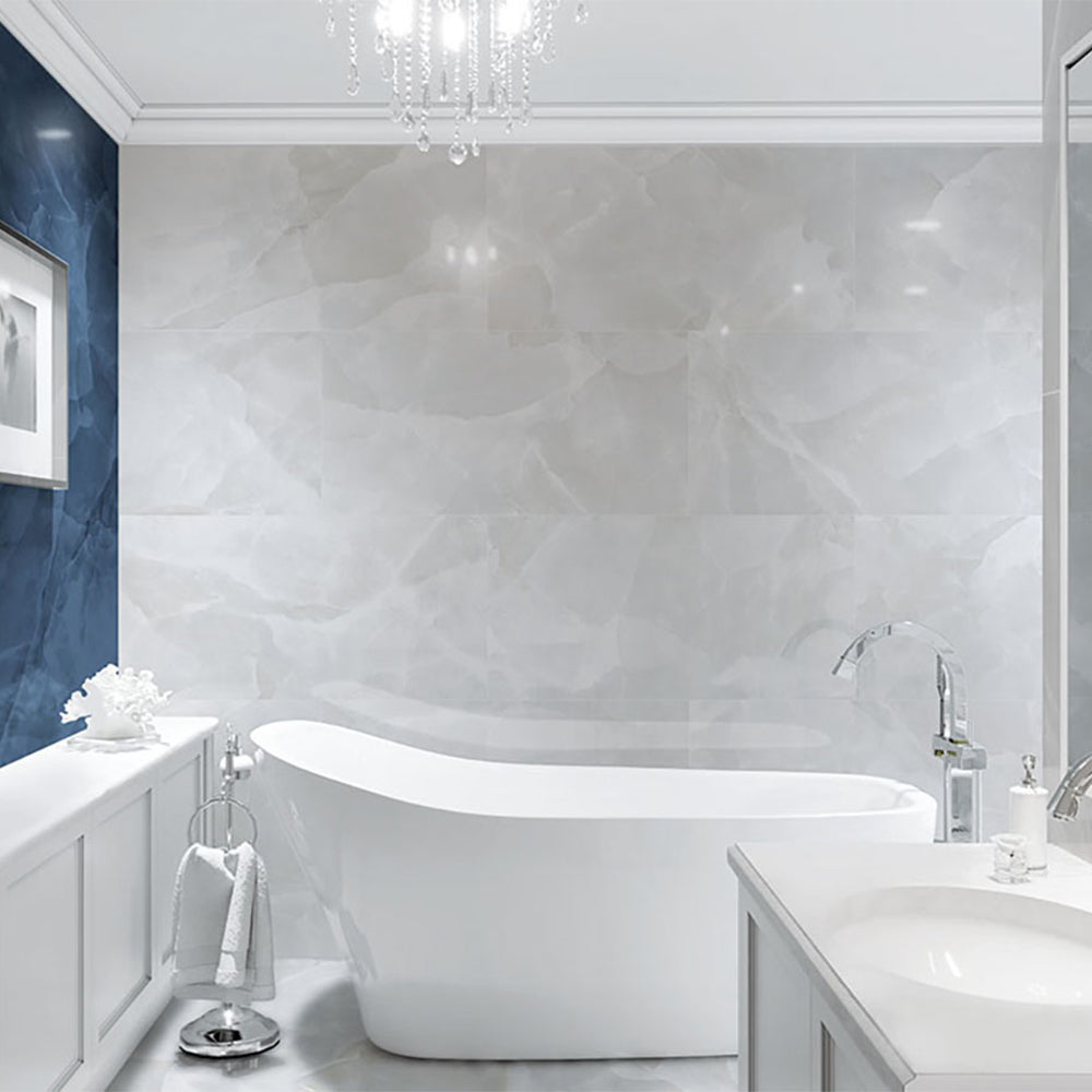 Onice Ivory White 24x48 Polished Porcelain – porcelain tile, ivory white polished (1 of 3)