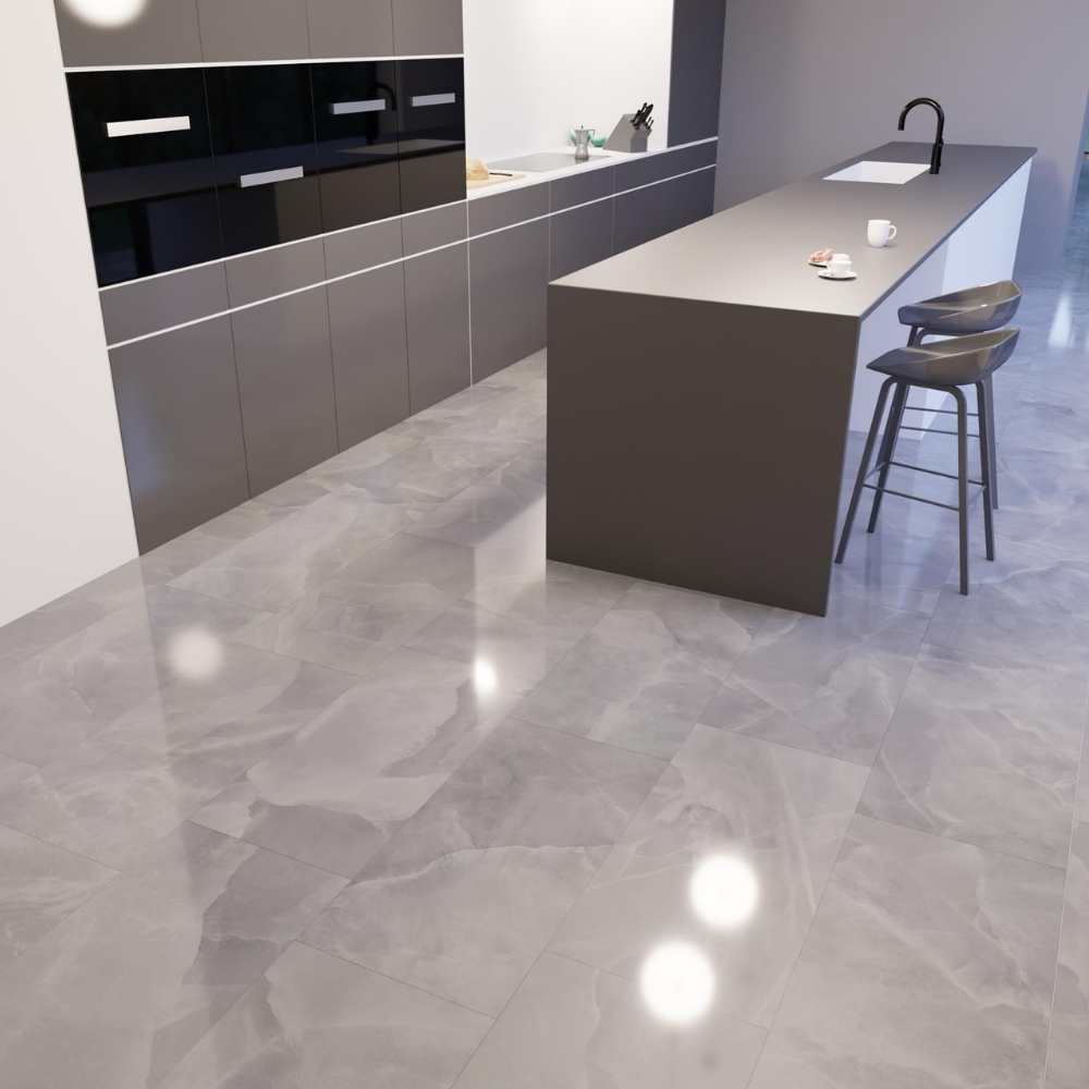 Onice Silver Gray 12x24 Polished Porcelain – porcelain tile, silver gray polished (1 of 3)