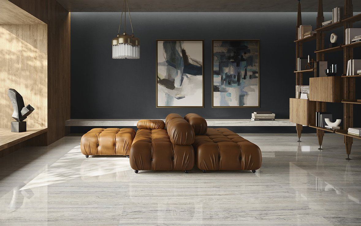 Perseo Pearl 24x48 Polished Porcelain tile sample