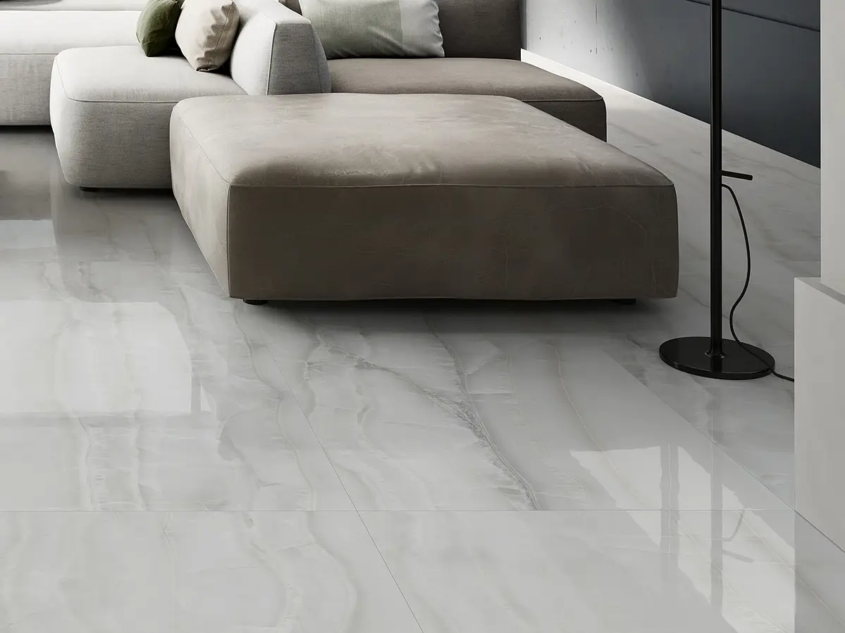 Onix White 12X24 Polished Porcelain tile sample