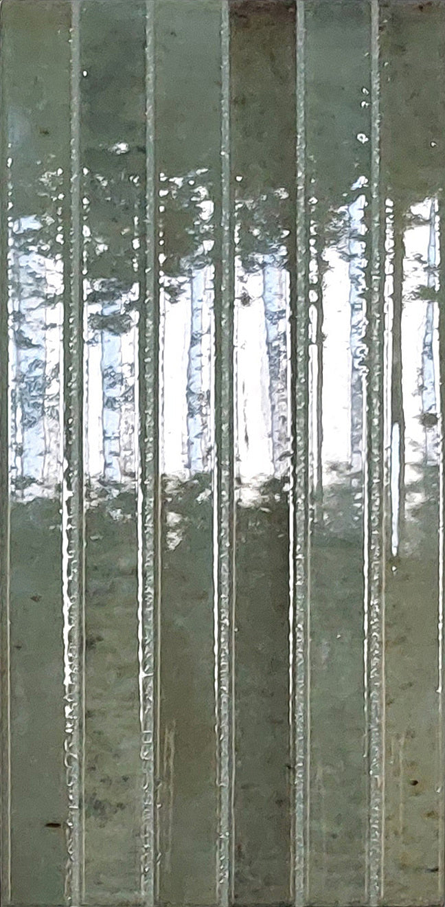 Cozy Forest 5x10 Polished Porcelain – single tile piece, green glossy