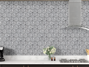 Marble Prism Thassos and  Nero tile sample