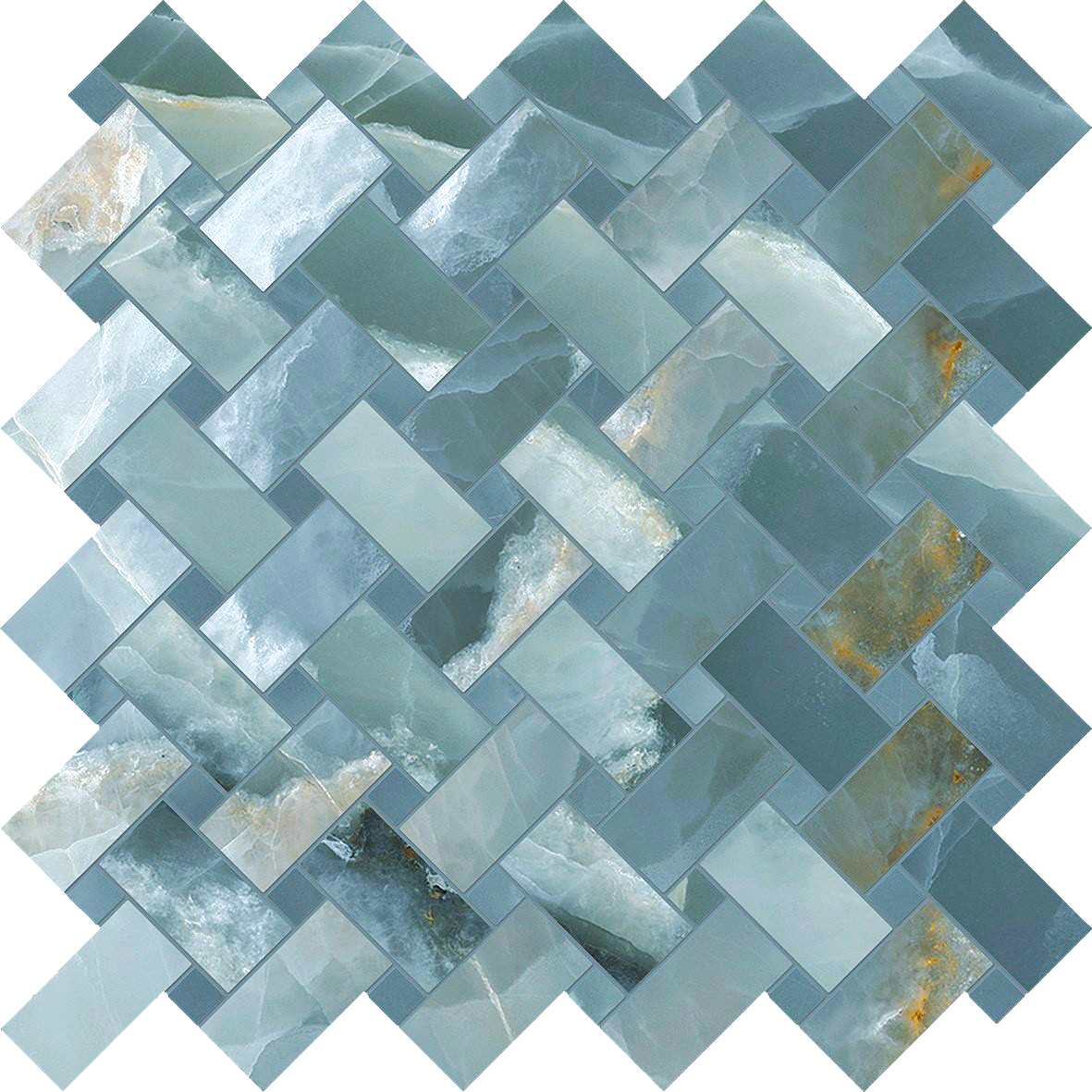 Onyx Green Basketweave Mosaic Polished