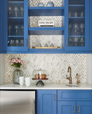 Calacatta Gold Herringbone Metal Gold Polished tile sample