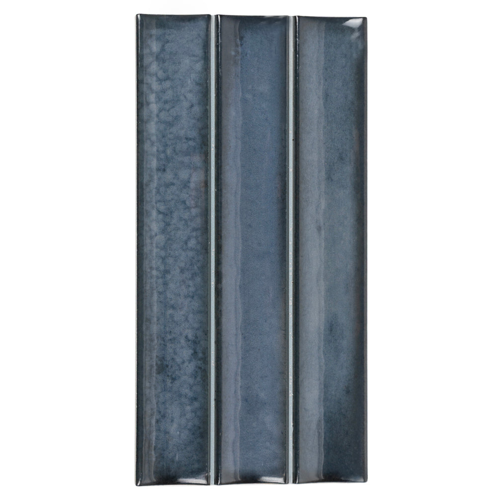 Kanji Fluted Blue Night 4.5x9 Glossy Porcelain – porcelain tile, blue night glossy (1 of 4)
