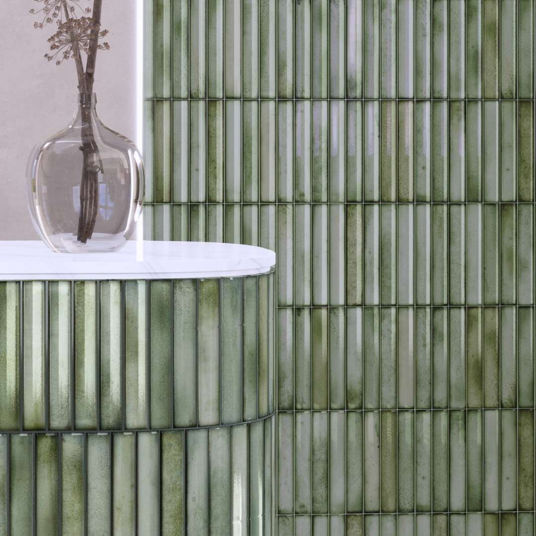 Kanji Fluted Sage 4.5x9 Glossy Porcelain – porcelain tile, sage green glossy (3 of 4)