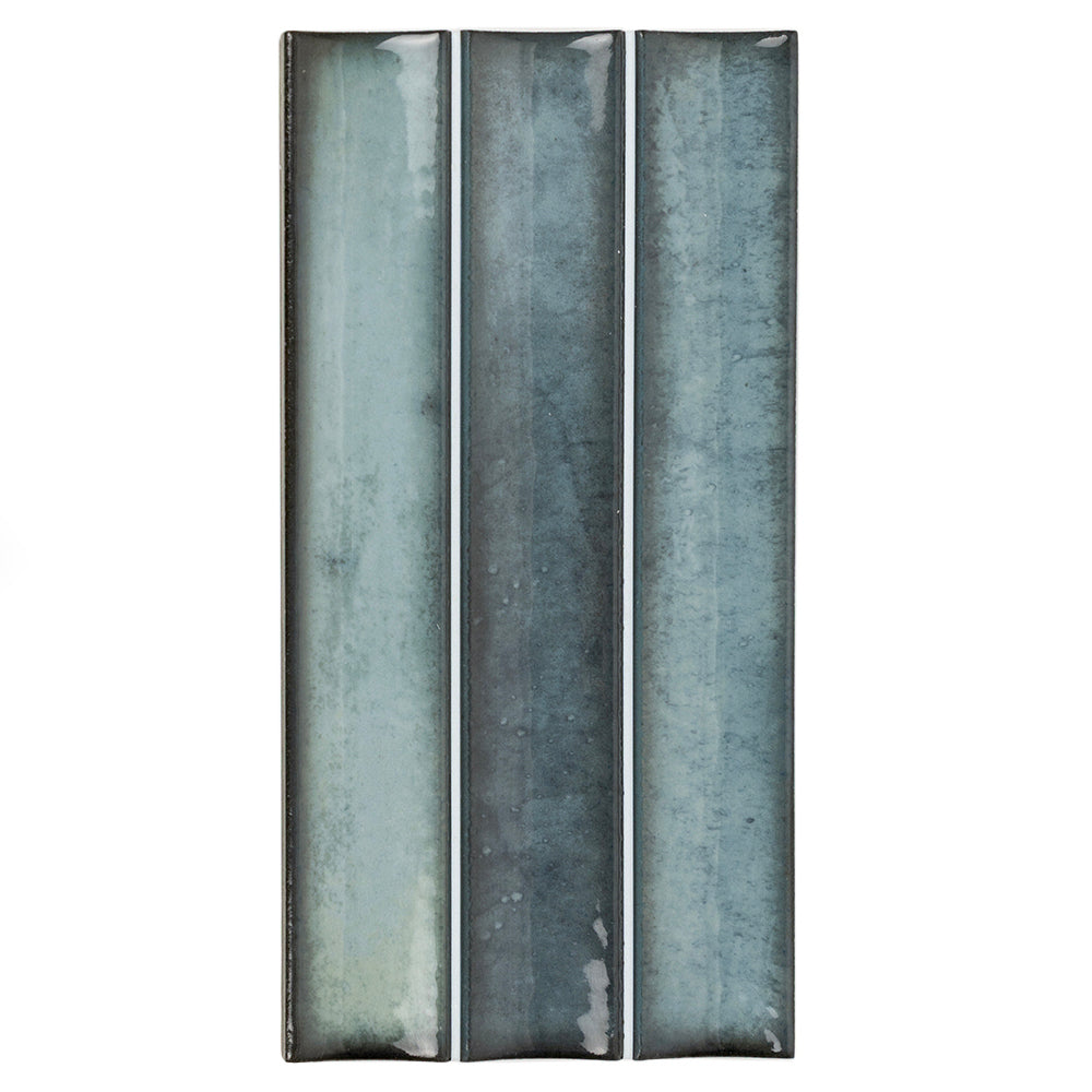 Kanji Fluted Sea Blue 4.5x9 Glossy Porcelain – porcelain tile, sea blue glossy (1 of 4)