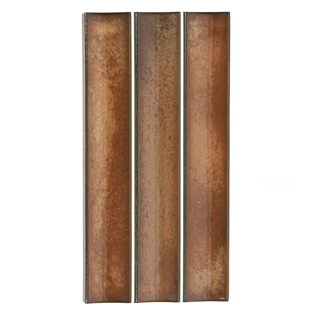 Kanji Fluted Walnut 4.5x9 Glossy Porcelain – porcelain tile, walnut brown glossy (1 of 4)