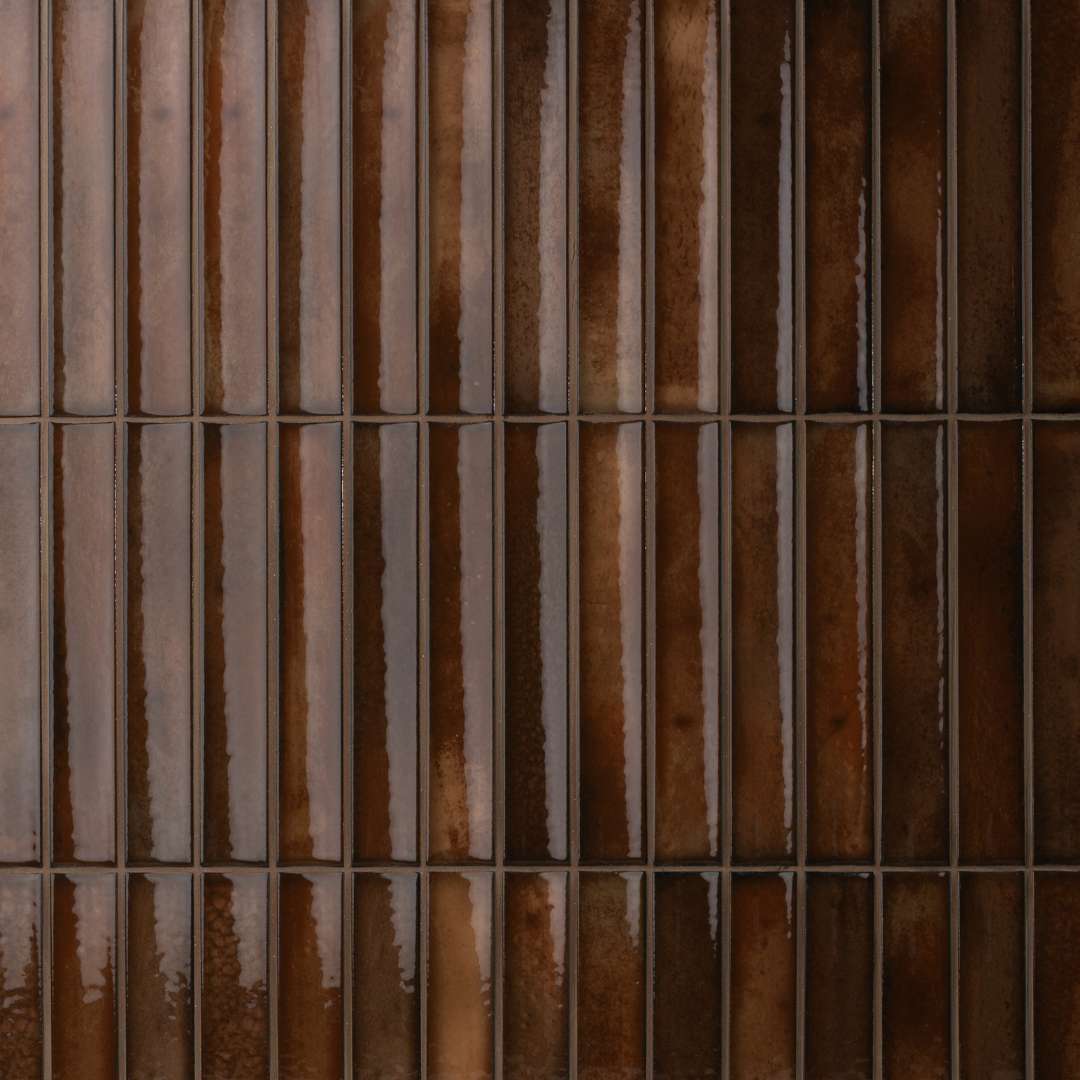 Kanji Fluted Walnut 4.5x9 Glossy Porcelain – porcelain tile, walnut brown glossy (3 of 4)