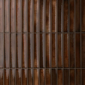 Kanji Fluted Walnut 4.5x9 Glossy Porcelain – porcelain tile, walnut brown glossy (3 of 4)