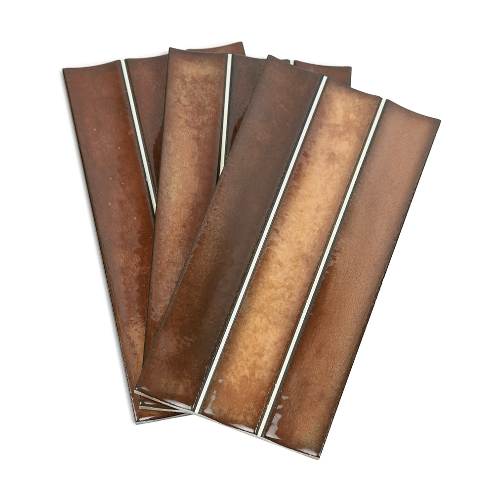 Kanji Fluted Walnut 4.5x9 Glossy Porcelain – porcelain tile, walnut brown glossy (4 of 4)