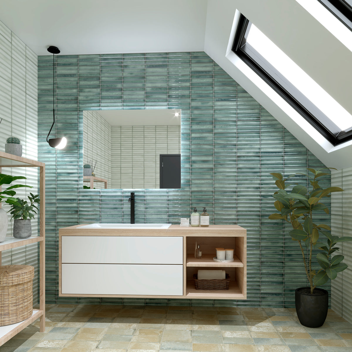 Kanji Fluted Winter Blue 4.5x9 Glossy Porcelain – porcelain tile, winter blue glossy (3 of 4)