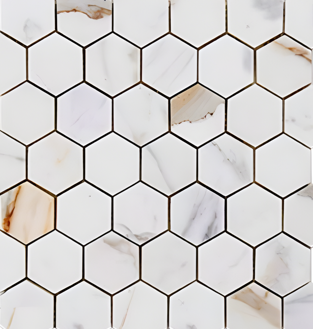 Calacatta Gold Hexagon 2×2 Honed Marble tile sample