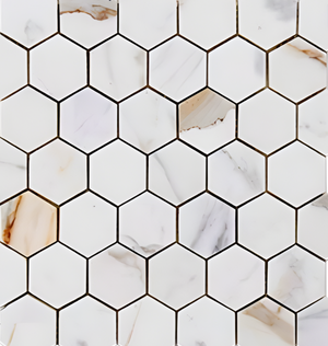 Calacatta Gold Hexagon 2×2 Honed Marble tile sample
