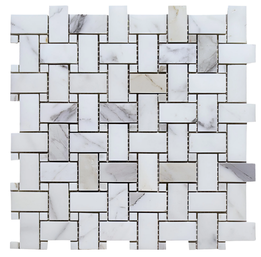 Basketweave Calacatta Gold with Dot Polished