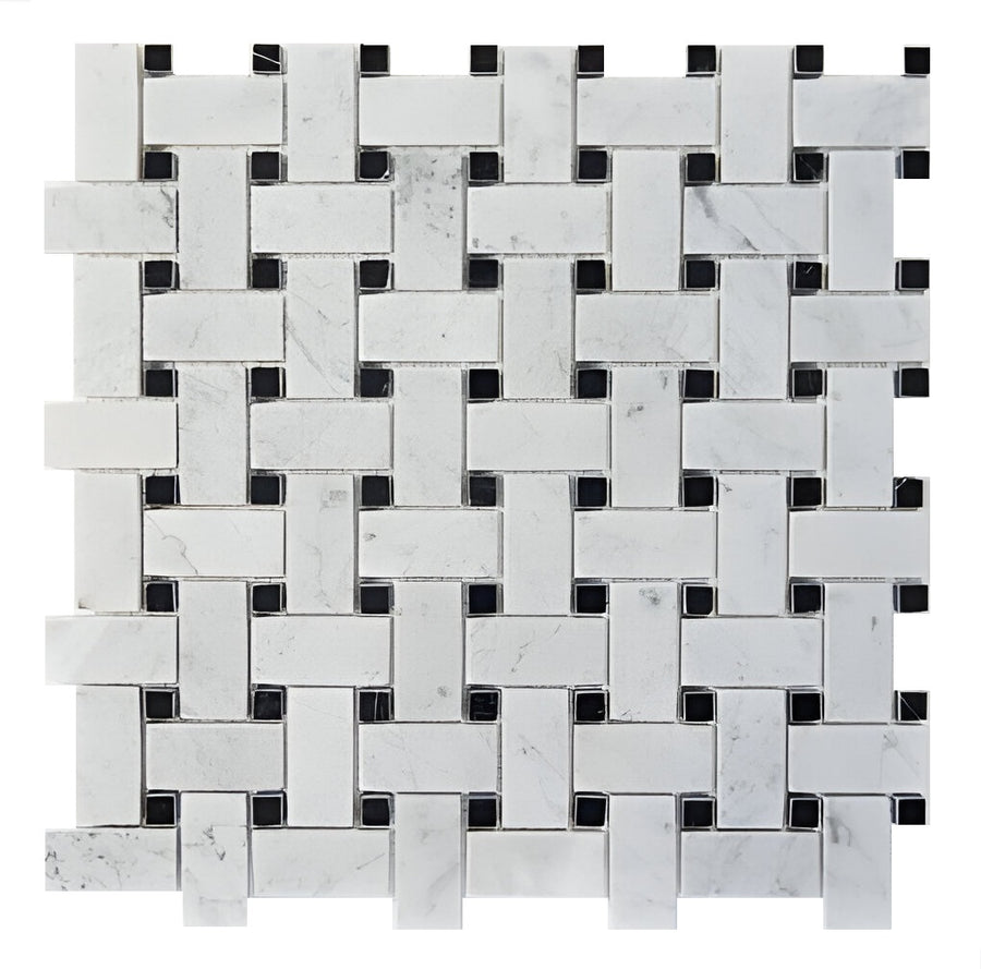 Basketweave Carrara with Black Dot