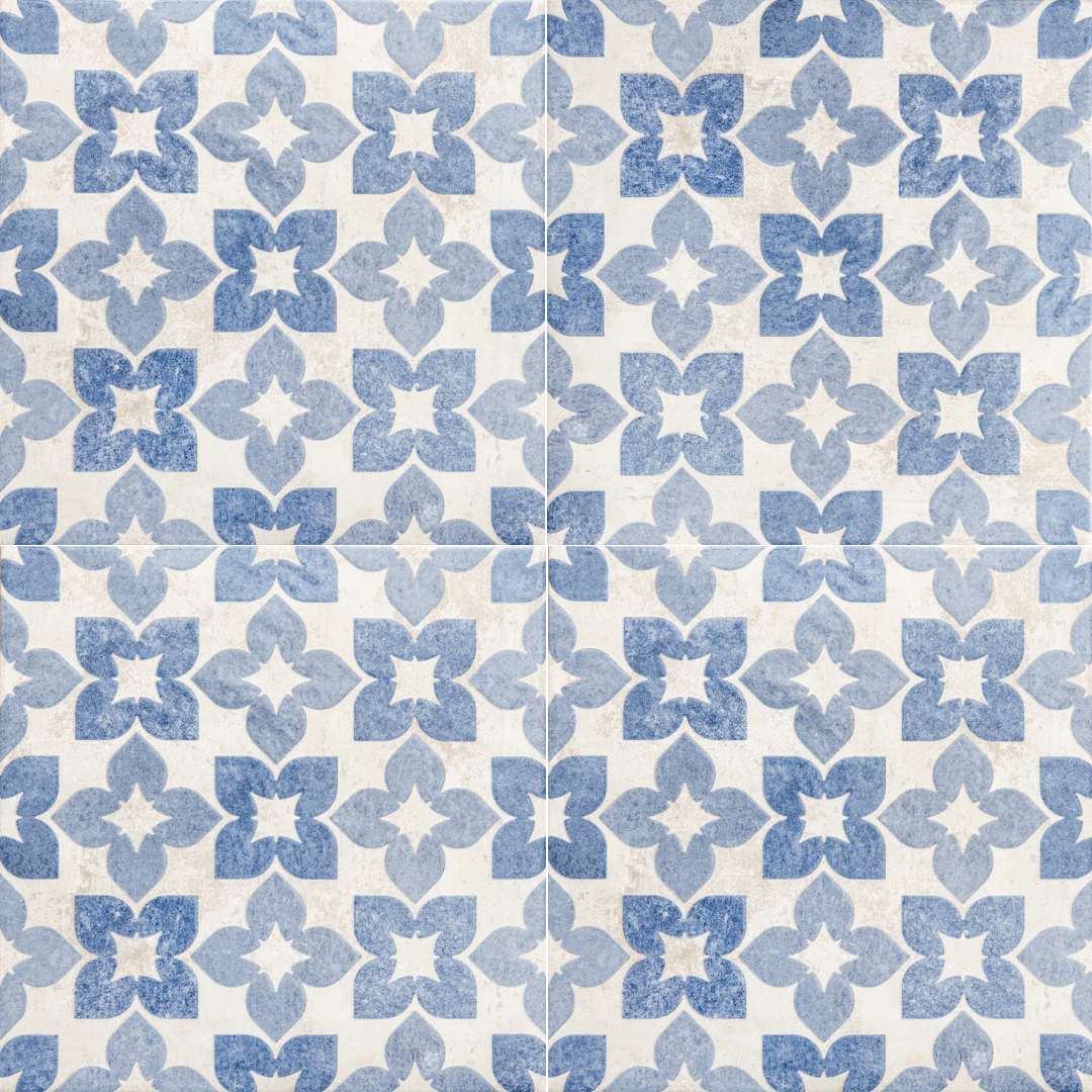 Spirit Blue 8x8 Polished Porcelain Tile - 4 tiles joined, each tile 8x8 in