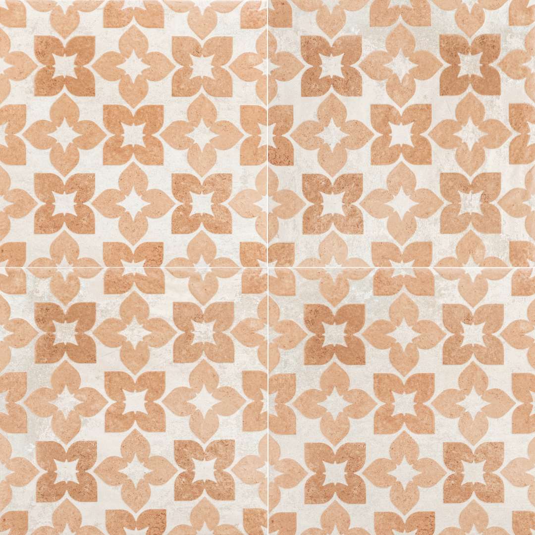 Spirit Orange 8x8 Polished Porcelain Tile - 4 tiles joined, each tile 8x8 in